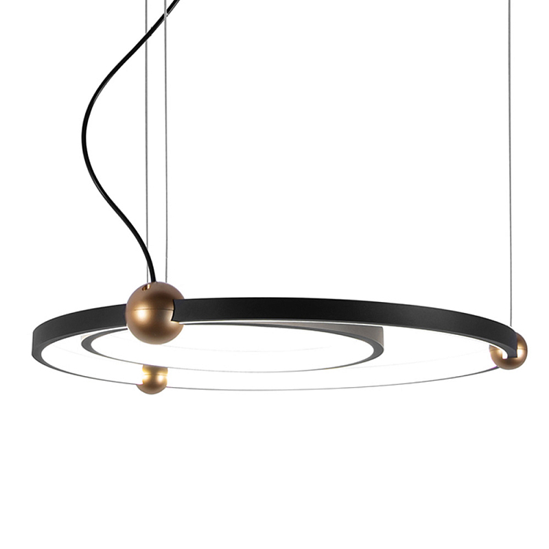 Люстра подвесная светодиодная черный металл Ring Horizontal Черный Золотой в Саратове | Loft Concept 