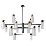 Люстра потолочная с 16-ю цилиндрическими плафонами из стекла и черным каркасом Noir Poise варинант исполнения - 1 | Loft Concept в Саратове