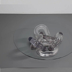 Дизайнерский журнальный стол с круглой прозрачной столешницей и основанием в виде цепи Hua Wang варинант исполнения - 2 | Loft Concept в Саратове