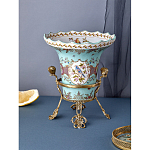 Ваза из голубого фарфора с рисунком птиц и цветов и декоративными элементами Blue Garden варинант исполнения - 6 | Loft Concept в Саратове