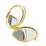 Зеркало карманное складное круглое из натурального камня Оникс в подарочной упаковке Gold Stone Mirrors варинант исполнения - 2 | Loft Concept в Саратове