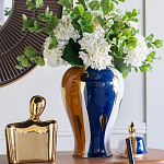 Ваза с крышкой и мазками синего и золого цвета на белом фоне Chinoiserie Ceramics варинант исполнения - 4 | Loft Concept в Саратове