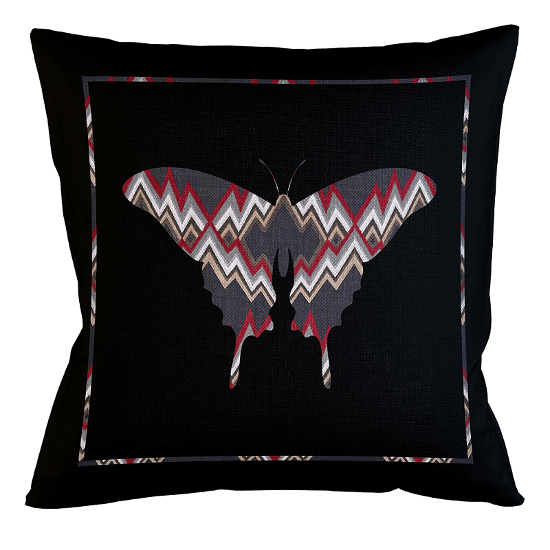 Подушка декоративная бабочка цветной орнамент Ikat Pattern Мульти Бежевый Черный Подушка декоративная бабочка цветной орнамент Ikat Pattern Мульти Бежевый Черный в Саратове | Loft Concept