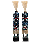 Комплект из 2-х деревянных статуэток Asmat Straw Headdress Statuettes Blue Red варинант исполнения - 4 | Loft Concept в Саратове