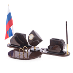 Настольный письменный набор из природного камня обсидиана коричневого Team leader варинант исполнения - 2 | Loft Concept в Саратове