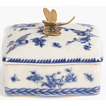 Фарфоровая шкатулка с бронзовой стрекозой Blue and White варинант исполнения - 4 | Loft Concept в Саратове