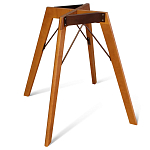 Стол обеденный с коричневой прямоугольной столешницей из керамики на четырех деревянных ножках Brown Ceramics варинант исполнения - 3 | Loft Concept в Саратове