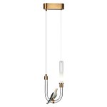 Подвесной светильник с декоративной фигуркой птицы на прозрачной изогнутой трубке Ganthea варинант исполнения - 3 | Loft Concept в Саратове