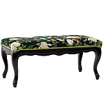 Банкетка из натурального бука черная с изображением птиц и цветов Blooming Birds варинант исполнения - 1 | Loft Concept в Саратове