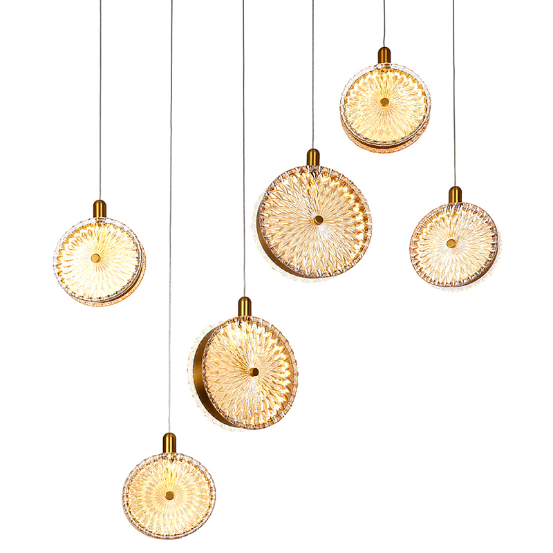 Подвесной светильник с плафонами из рельефного стекла Peony Glass Bronze Six Прозрачный Бронза Черный Подвесной светильник с плафонами из рельефного стекла Peony Glass Bronze Six Прозрачный Бронза Черный в Саратове | Loft Concept
