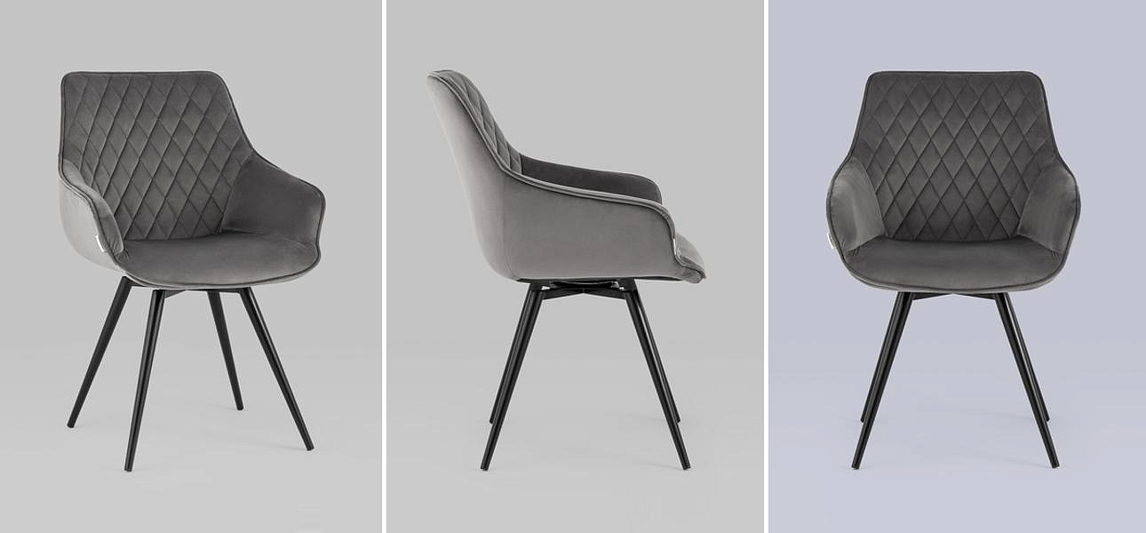 Вращающийся Стул Seoul Chair Серый Велюр Вращающийся Стул Seoul Chair Серый Велюр - Loft-Concept в Саратове