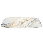 Обеденный стол с прямоугольной столешницей из стекла на черных металлических ножках White Marble варинант исполнения - 3 | Loft Concept в Саратове