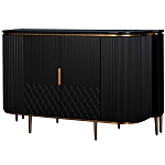 Комод черный округлой формы с рельефным фасадом Black Cut варинант исполнения - 1 | Loft Concept в Саратове