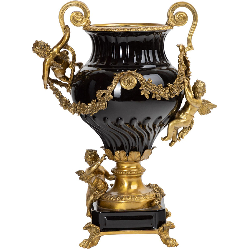 Ваза фарфоровая Black Gold Черный Золотой Ваза фарфоровая Black Gold Черный Золотой в Саратове | Loft Concept