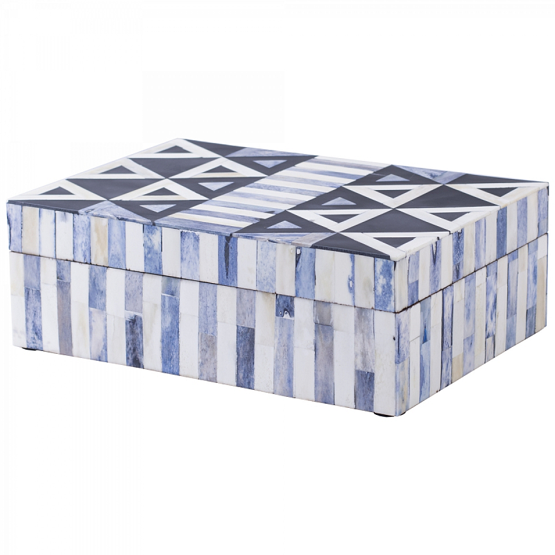 Шкатулка инкрустация костью Okapi Bone Inlay Box Белый Синий Голубой Шкатулка инкрустация костью Okapi Bone Inlay Box Белый Синий Голубой в Саратове | Loft Concept