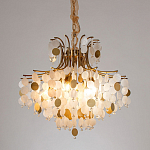 Люстра подвесная с белыми и золотыми круглыми подвесками Диаметр 70 см SHELL Chandelier варинант исполнения - 2 | Loft Concept в Саратове