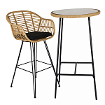 Барный столик с круглой плетеной столешницей Wicker Table Top варинант исполнения - 3 | Loft Concept в Саратове