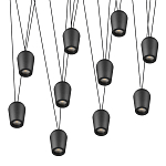 Подвесной светильник черными плафонами на длинных пересекающихся тросах Construction варинант исполнения - 9 | Loft Concept в Саратове