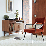 Кресло бархатное с подлокотниками на металлическом каркасе Oriel Retro Armchair варинант исполнения - 7 | Loft Concept в Саратове