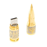 Флешка на 32 гб в виде патрона с гравировкой Герба РФ в подарочной коробке Metal Flash Drive варинант исполнения - 3 | Loft Concept в Саратове