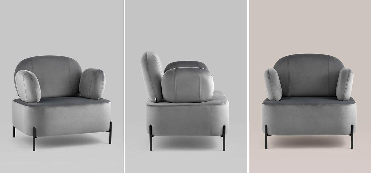 Кресло Color Block серый велюр Кресло Color Block серый велюр - Loft-Concept в Саратове