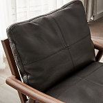 Кресло c каркасом из массива дерева и мягкой кожаной обивкой Walnut Armchair варинант исполнения - 5 | Loft Concept в Саратове