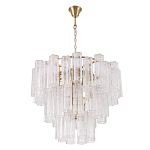 Люстра круглая многоярусная с прозрачными подвесками из стекла Hexagon Tube Light варинант исполнения - 2 | Loft Concept в Саратове