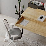 Стол письменный с выдвижным ящиком цвета древесины LEILA WORKING TABLE OAK ANTHRACITE варинант исполнения - 9 | Loft Concept в Саратове