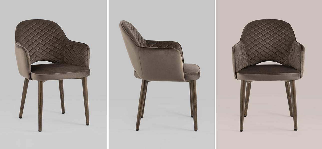 Стул SHARRON ромбы Коричневый Велюр Стул SHARRON ромбы Коричневый Велюр - Loft-Concept в Саратове