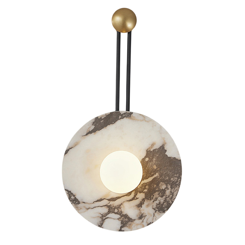 Бра круглое с каменным основанием и плафоном из стекла в форме шара Shaw Marble Lighting Белый Серый Бежевый Черно-белый Бра круглое с каменным основанием и плафоном из стекла в форме шара Shaw Marble Lighting Белый Серый Бежевый Черно-белый в Саратове | Loft Concept