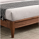 Кровать двуспальная с каркасом из дерева и мягким изголовьем Moon Walnut Bed варинант исполнения - 7 | Loft Concept в Саратове