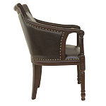 Кресло кожаное на 4-х деревянных ножках из массива березы Ethan Armchair brown варинант исполнения - 1 | Loft Concept в Саратове