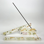 Подставка под благовония из эпоксидной смолы с цветами белая Epoxy Resin Flowers Incense Oval Stand White варинант исполнения - 4 | Loft Concept в Саратове