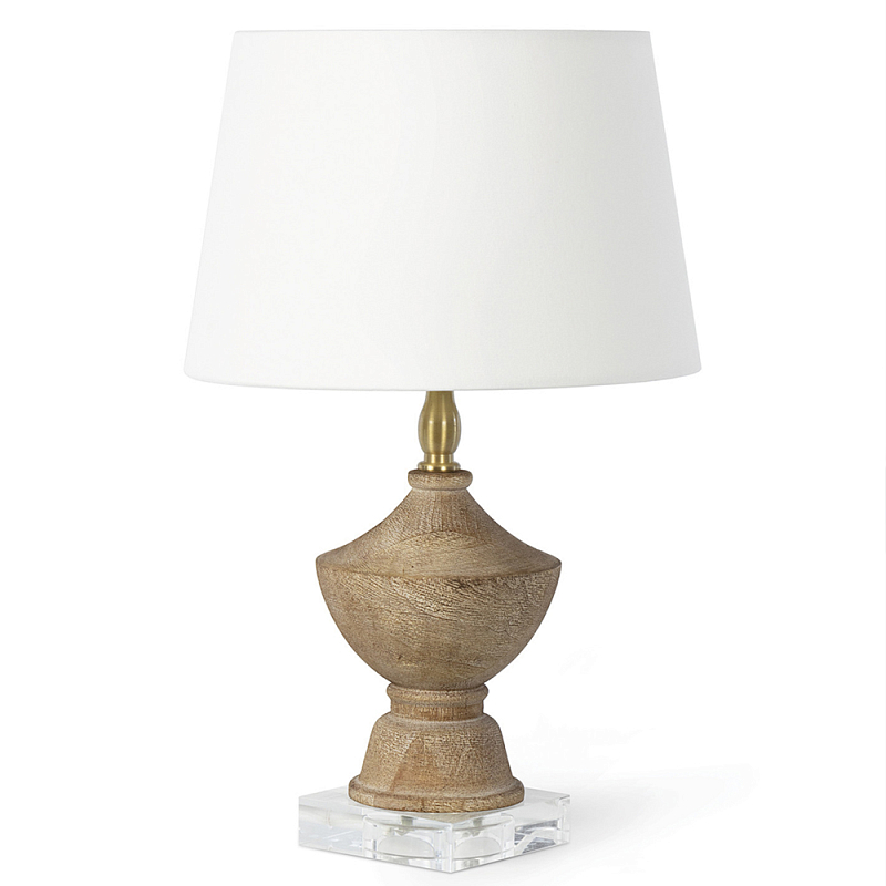 Настольная лампа деревянная с белым абажуром Wooden Table Lamp Коричневый Латунь Белый Настольная лампа деревянная с белым абажуром Wooden Table Lamp Коричневый Латунь Белый в Саратове | Loft Concept