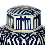 Ваза с крышкой и графическим узором в сине-белых цветах Blue & White Ornament  варинант исполнения - 4 | Loft Concept в Саратове