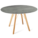 Стол обеденный с серой овальной столешницей из керамики на четырех деревянных ножках Gray Ceramics варинант исполнения - 6 | Loft Concept в Саратове