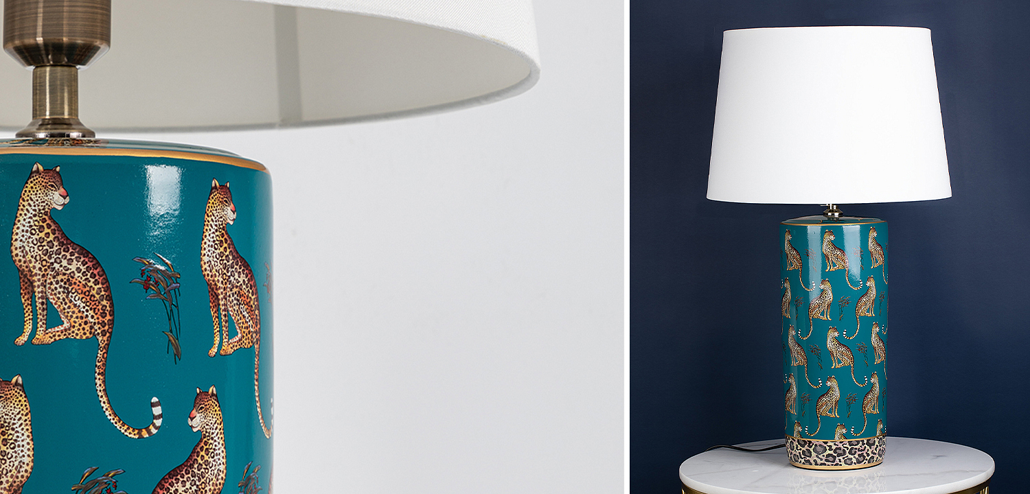 Настольная лампа с абажуром Leopard Lampshade Emerald Настольная лампа с абажуром Leopard Lampshade Emerald - Loft-Concept в Саратове
