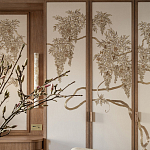 Обои с вышивкой ручной работы Deco Wisteria ﻿Midas colourway on Liso Pearl wool sateen варинант исполнения - 3 | Loft Concept в Саратове