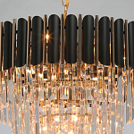 Люстра из черного металла с многоярусными подвесками из прозрачного хрусталя на золотой цепи Empire Black Chandelier Crystal варинант исполнения - 9 | Loft Concept в Саратове