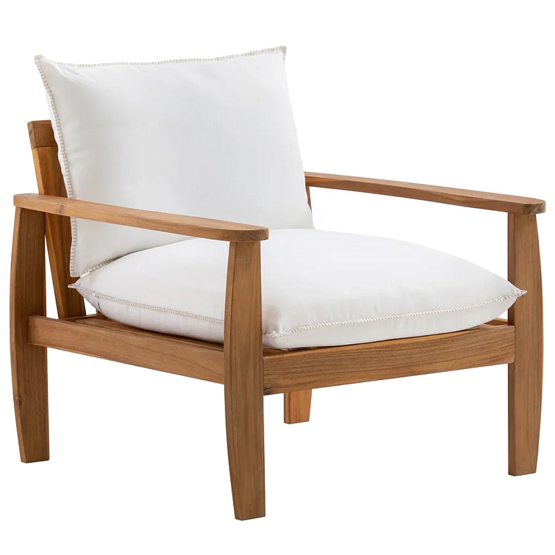 Кресло с каркасом из массива акации Melody Wooden Chair Коричневый Белый в Саратове | Loft Concept 