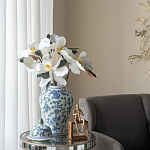 Ваза с крышкой и зелено-голубым рисунком на белом фоне 51 см Blue & White Ornament варинант исполнения - 5 | Loft Concept в Саратове