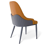 Стул оранжевый с высокой спинкой из искуственной кожи на серых металлических ножках Enigma Orange варинант исполнения - 2 | Loft Concept в Саратове