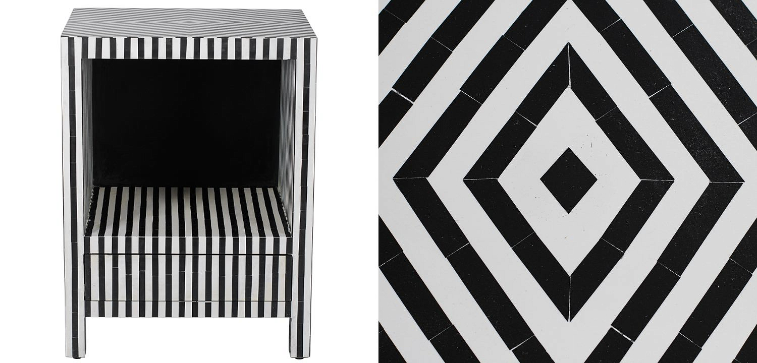 Тумбочка Black&white large storage Indian Bone Inlay nightstand Тумбочка Black&white large storage Indian Bone Inlay nightstand - Loft-Concept в Саратове