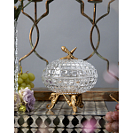 Конфетница прозрачная стеклянная на бронзовых ножках в виде морских коньков с крышкой в виде ракушки Eden Garden варинант исполнения - 3 | Loft Concept в Саратове