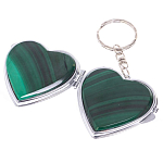 Зеркало брелок складное двухстороннее в форме сердца из натурального камня Малахит Stone Mirrors варинант исполнения - 2 | Loft Concept в Саратове