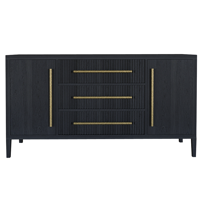 Буфет Primo с тремя ящиками и двумя фасадами Черный дуб Черный матовый Золотой в Саратове | Loft Concept 