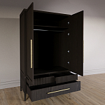 Шкаф платяной Primo с выдвижными ящиками шпон Темный орех варинант исполнения - 4 | Loft Concept в Саратове