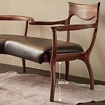 Кушетка с деревянным каркасом и сиденьем из коричневой натуральной кожи Moon Walnut Furniture варинант исполнения - 4 | Loft Concept в Саратове