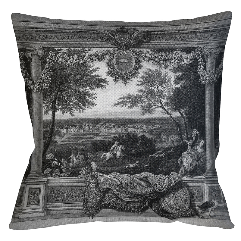 Декоративная подушка Fontainebleau Pillow Черно-белый Бежевый Декоративная подушка Fontainebleau Pillow Черно-белый Бежевый в Саратове | Loft Concept