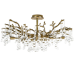 Потолочная люстра в виде ветвей деревьев золотого цвета с прозрачными подвесками-каплями Droplet Chandelier варинант исполнения - 1 | Loft Concept в Саратове